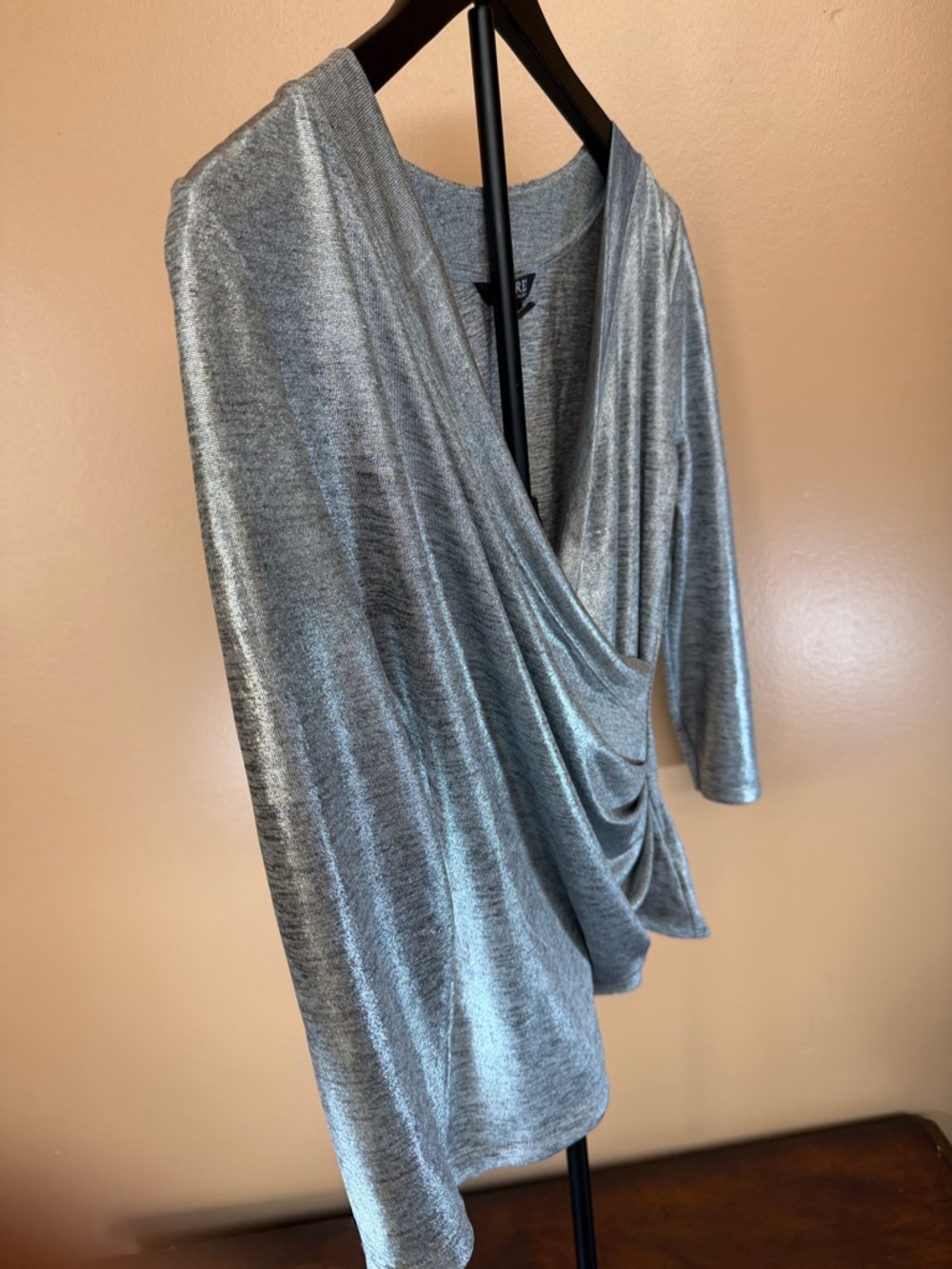 Ralph Lauren‎ Silver Wrap-Style Long Sleeve Top - Picture 4 of 7